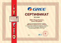 Сертификат GREE 2015